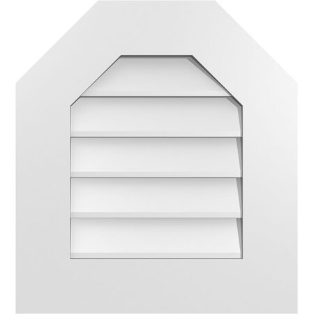 Ekena Millwork Octagonal Top Surface Mount PVC Gable Vent w/ 3-1/2"W x 1"P Standard Frame, 18"W x 20"H GVPOT18X2001SN